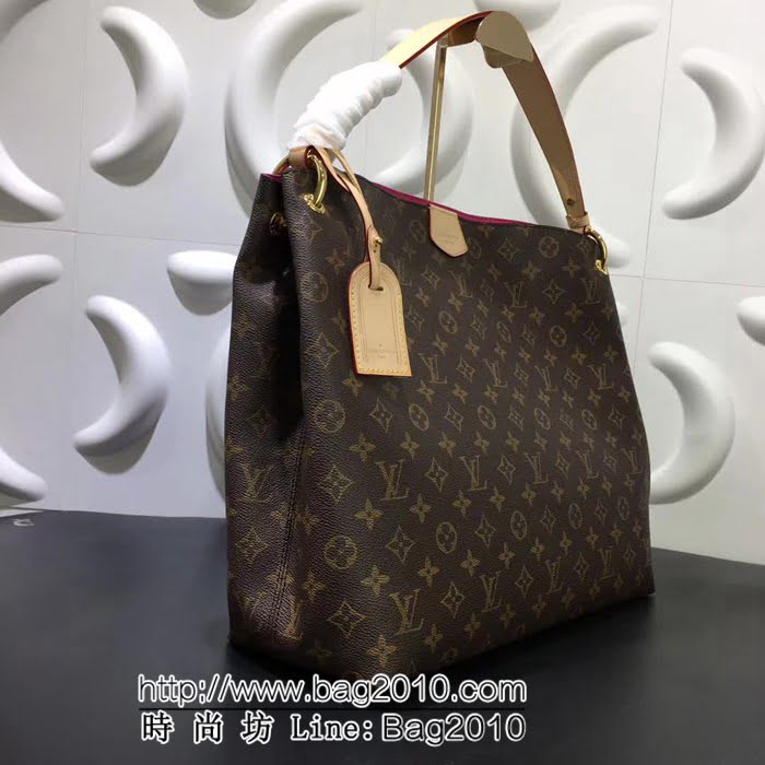 路易威登LV頂級原單 M43703老花配玫紅裏 購物包 YDH1375